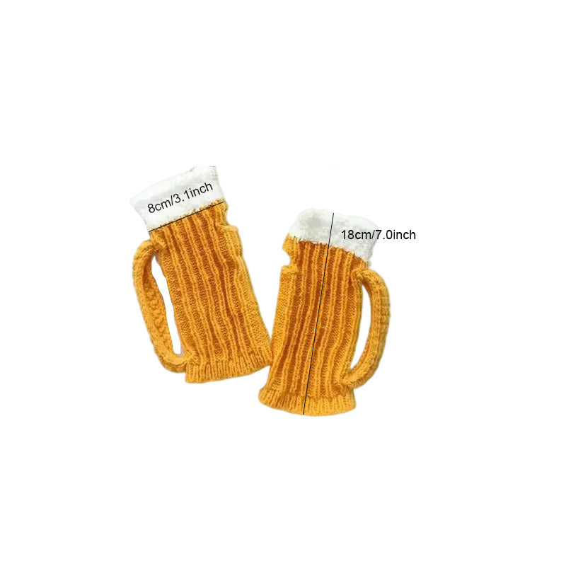 Funny 3D Beer Mug Knitted Glove Gift