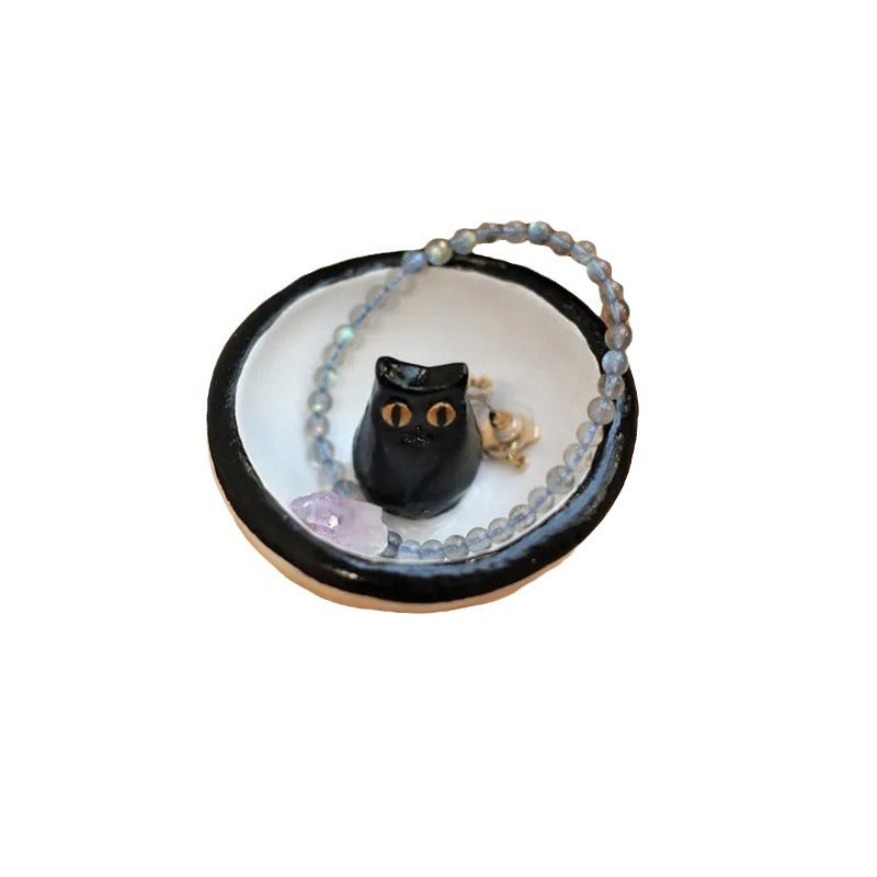 Lucky Black Cat Decorative Trinket Bowl Dish